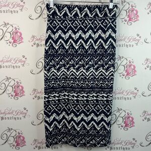 Ultra teeze skirt long style Chic Black navy and White Patterned Pencil Skirt